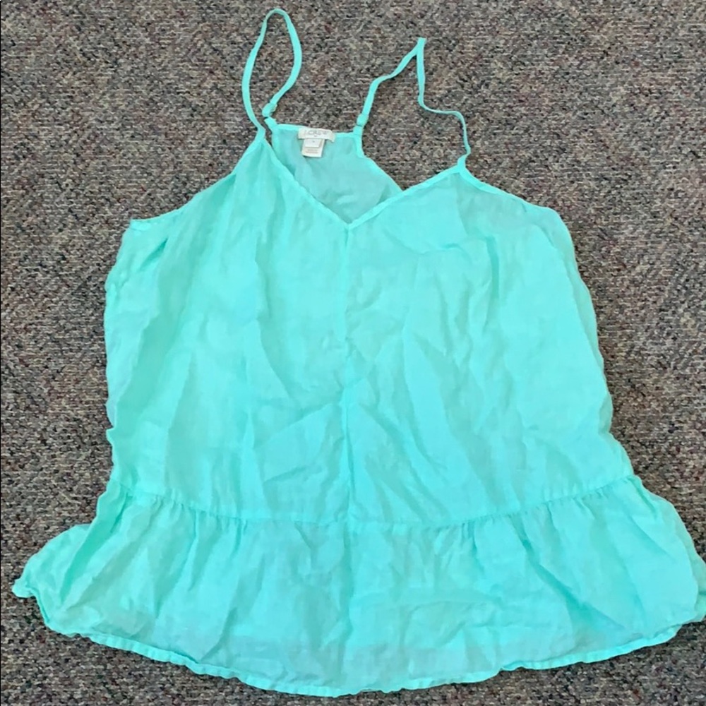 Linen mint green peplum tank
